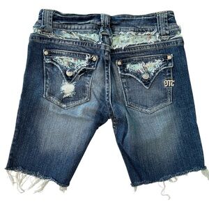 Miss Me Floral Pocket Low Rise Cut Off Denim Shorts size 27